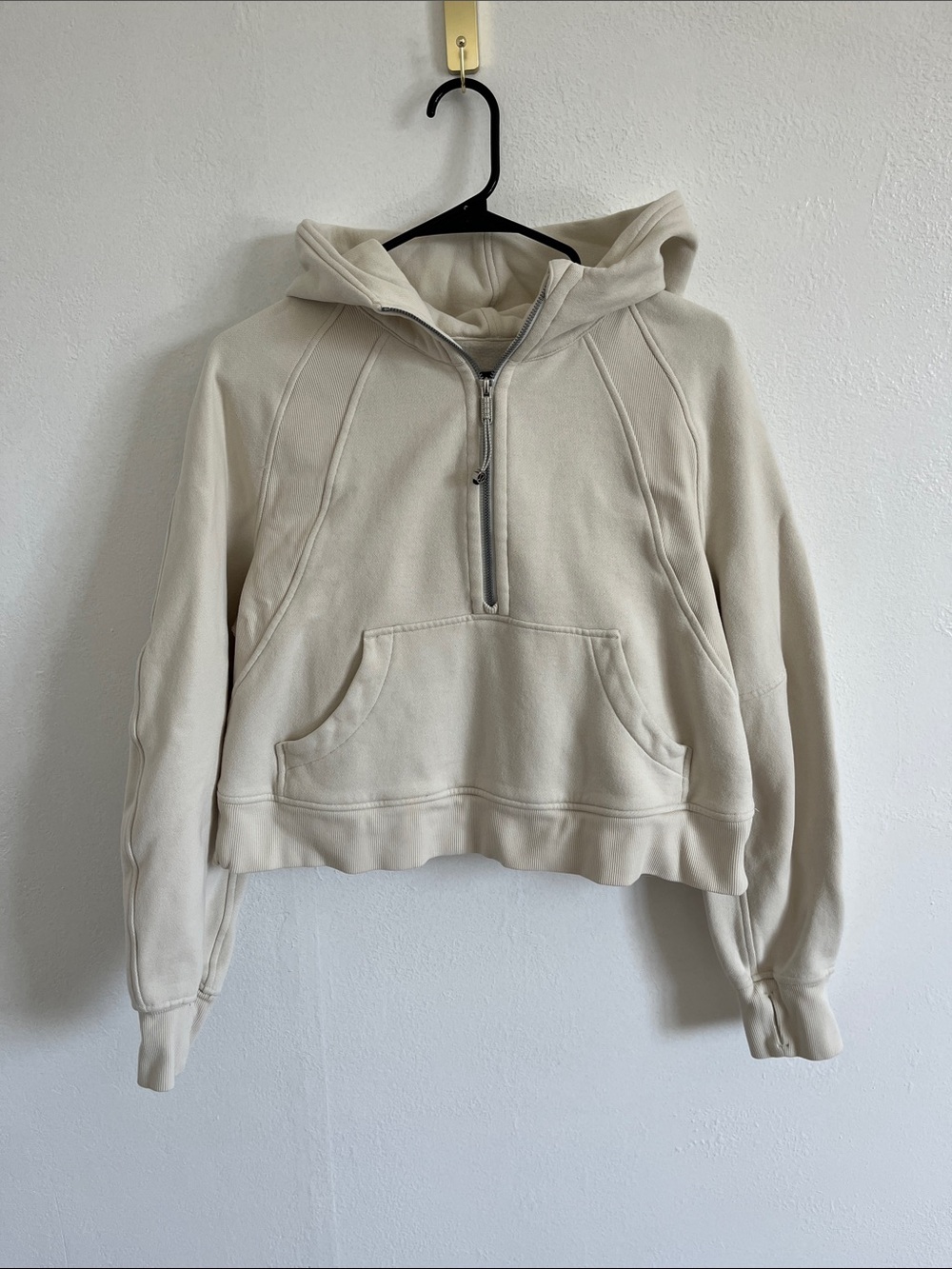 Lululemon Athletica Scuba Oversized Half-Zip Hoodie Light Beige XS/S